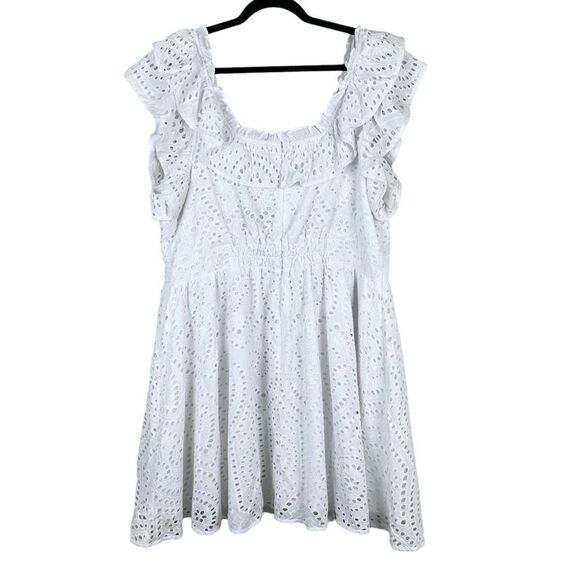 Ryegrass NWT Embroidered Eyelet Dress Sz 1X White Flare Ruffle Cottagecore Boho - Picture 3 of 10